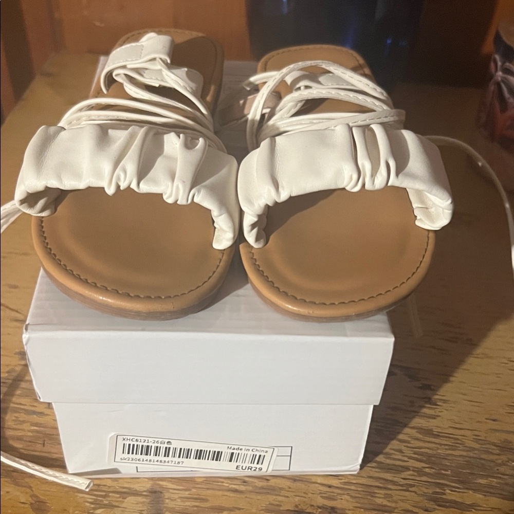 White Ruched Sandals